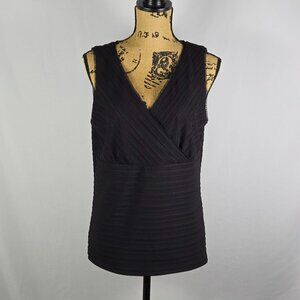 White House Black Market Minimalist Black Surplice Sleeveless‎ Top Women’s XL